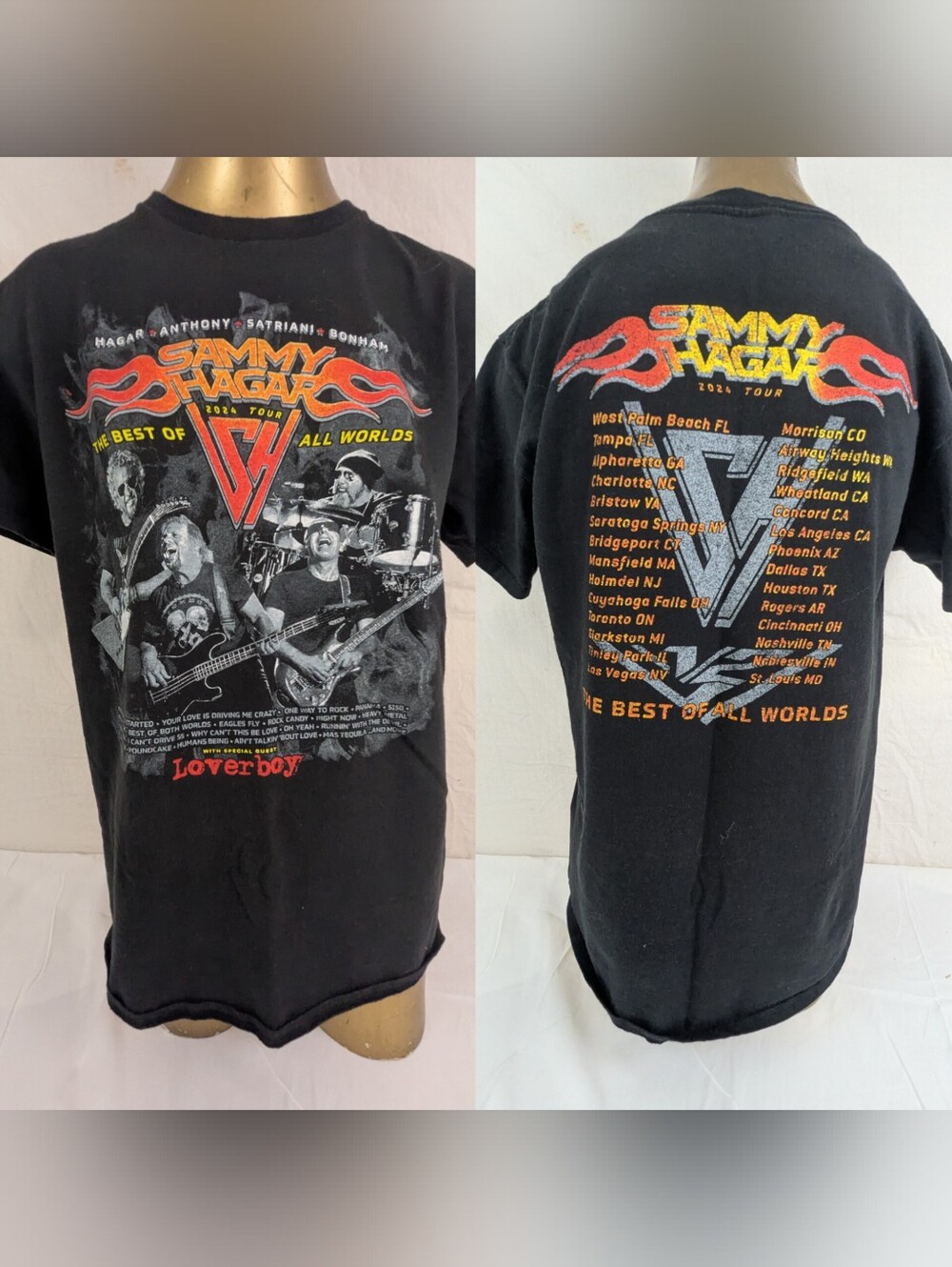 Sammy Hagar 2024 Concert Tee Best Of All Worlds Black Size Medium
